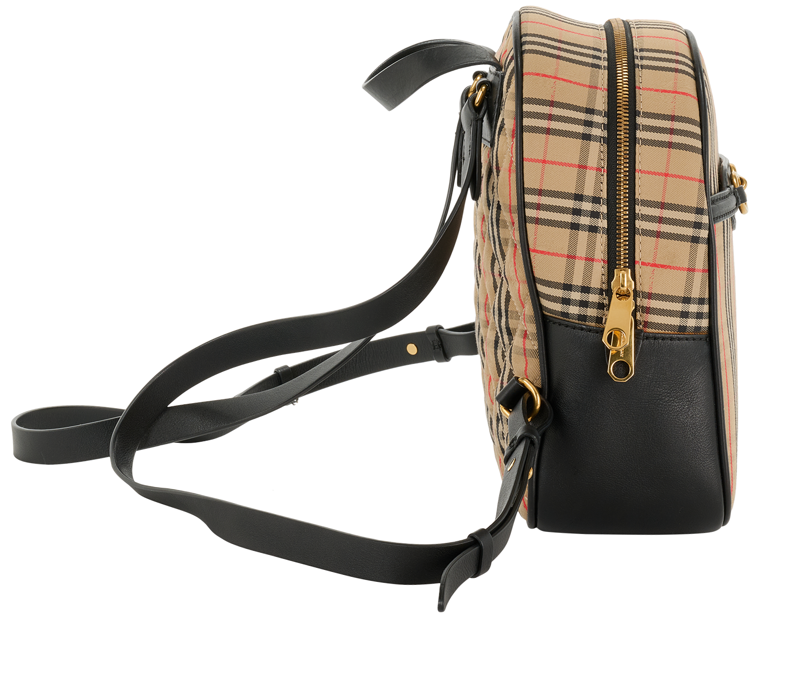 Burberry Check Backpack, &pound;420, Handbags, Beige, Canvas/Leather, Side view